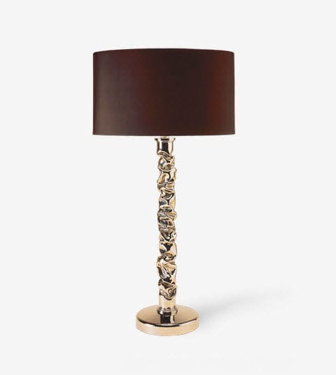 Table lamp - CRUSHED COLUMN SLB09 - PORTA ROMANA - brass / silk / copper