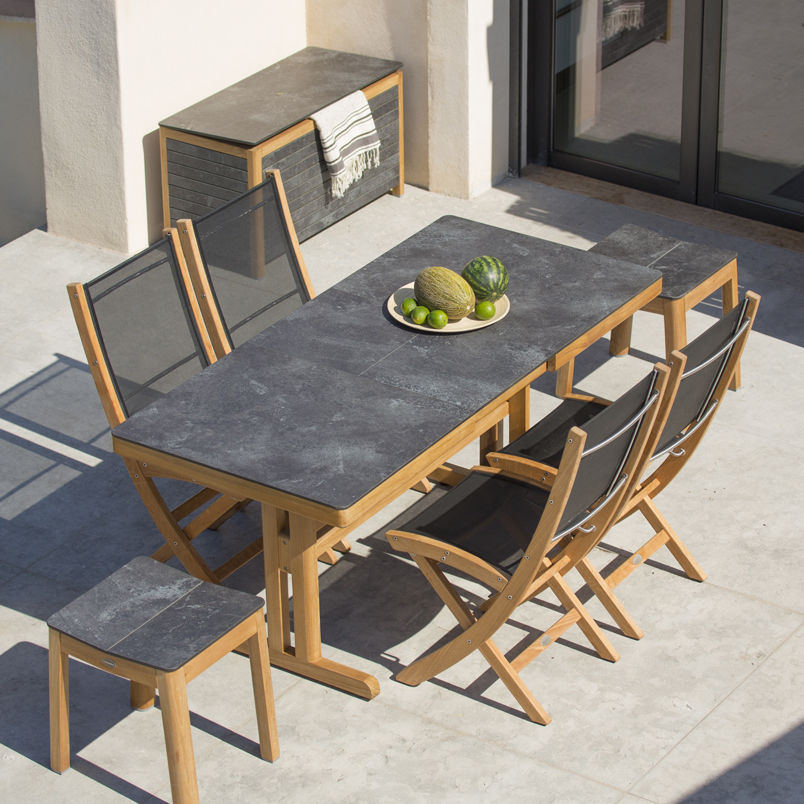 Contemporary dining table - TEKURA - LES JARDINS - wooden / HPL ...