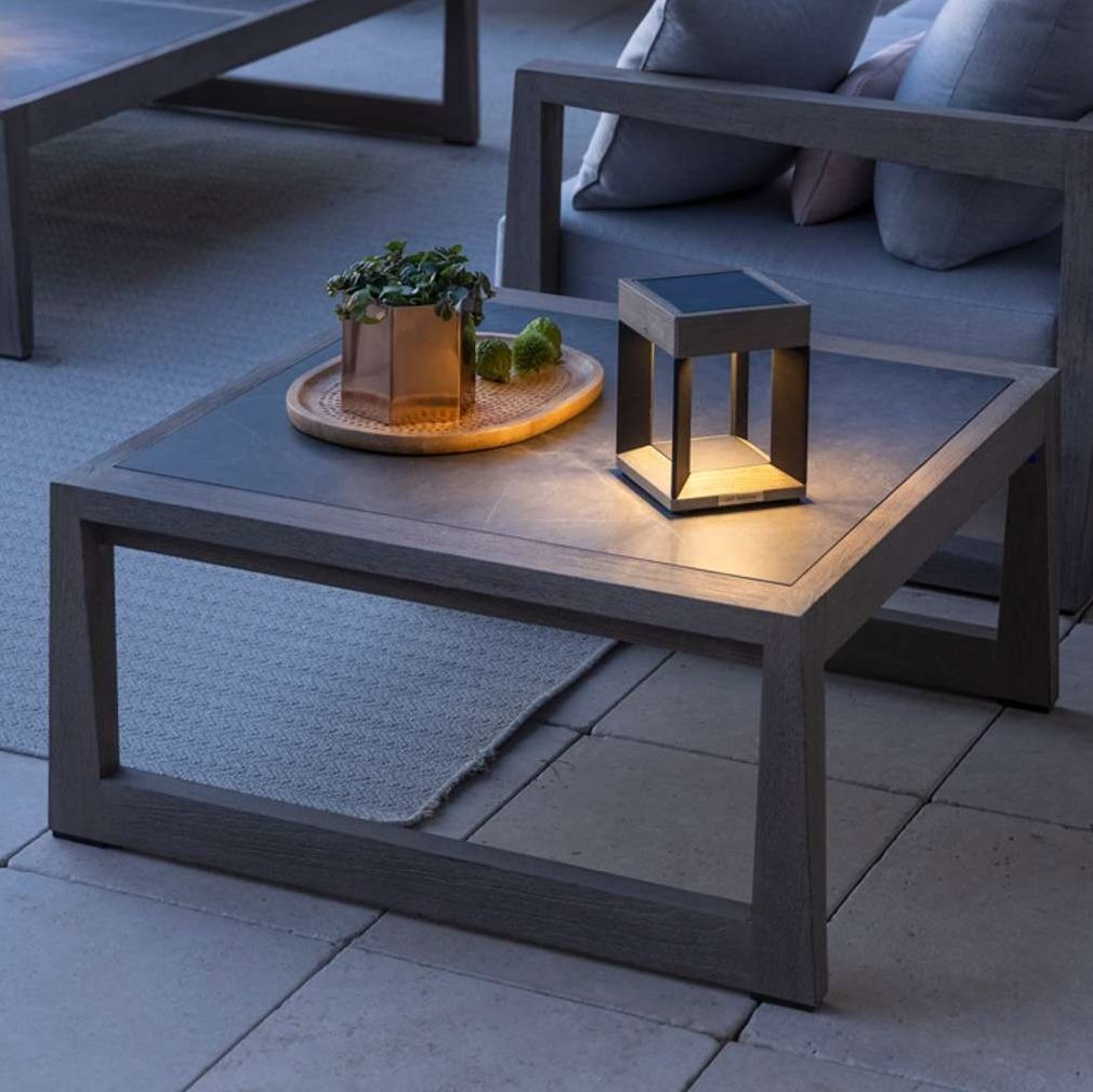 Contemporary coffee table SKAAL LES JARDINS ceramic / teak base