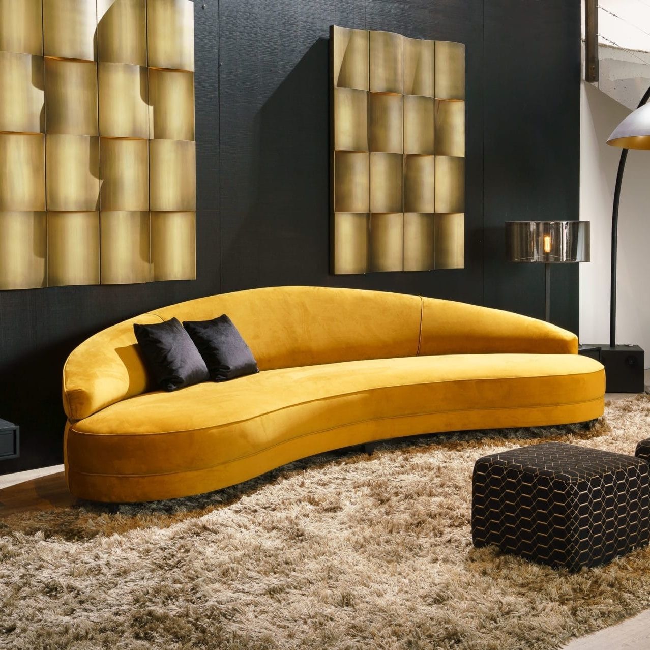 Semicircular sofa Dubai PH Collection gray / yellow / fabric