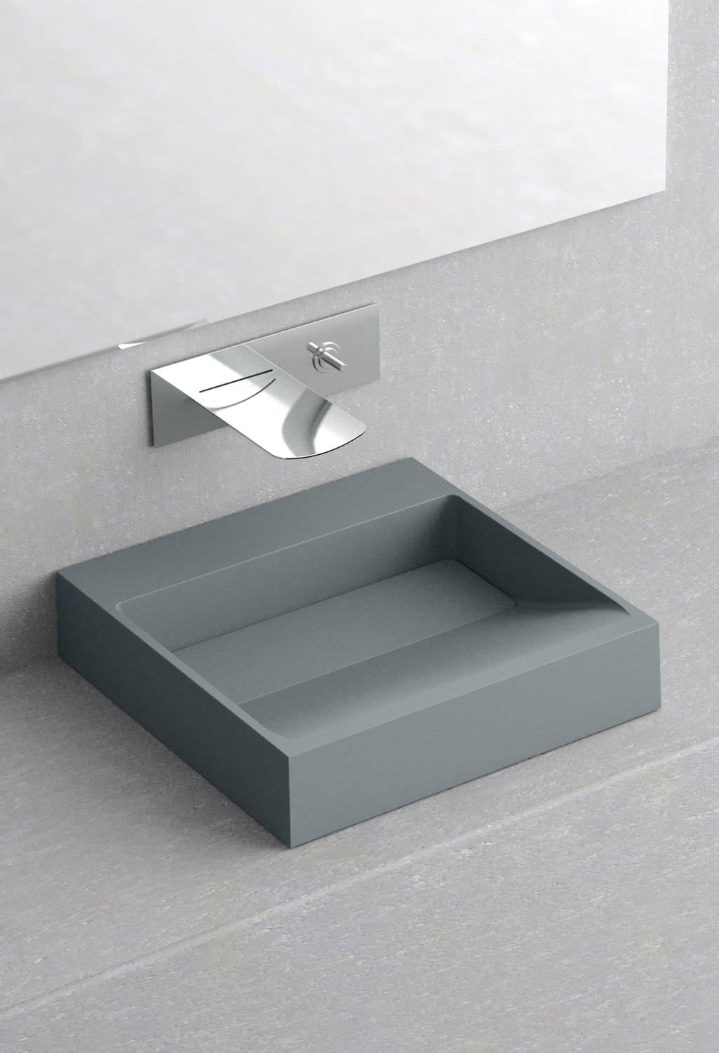 Countertop hand basin DISEGNO GLASS DESIGN Srl square / ceramic