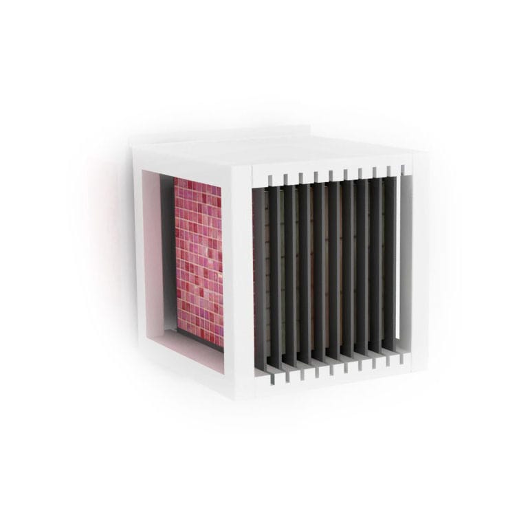 Wall Mounted Tile Display Rack Cubo Mosaico Insca Wooden Panel