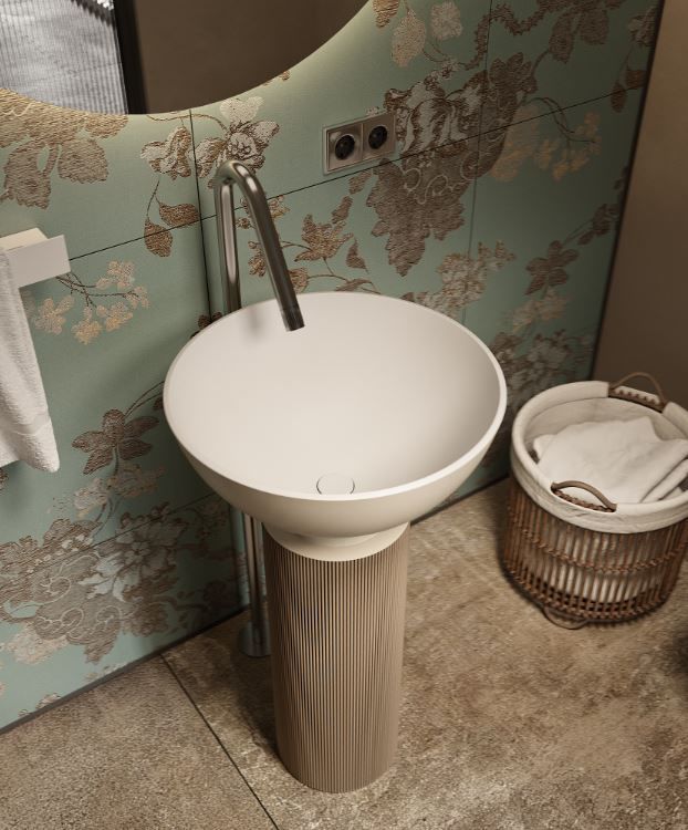 Freestanding washbasin TOWER LAMP MOMA DESIGN wooden / Solid