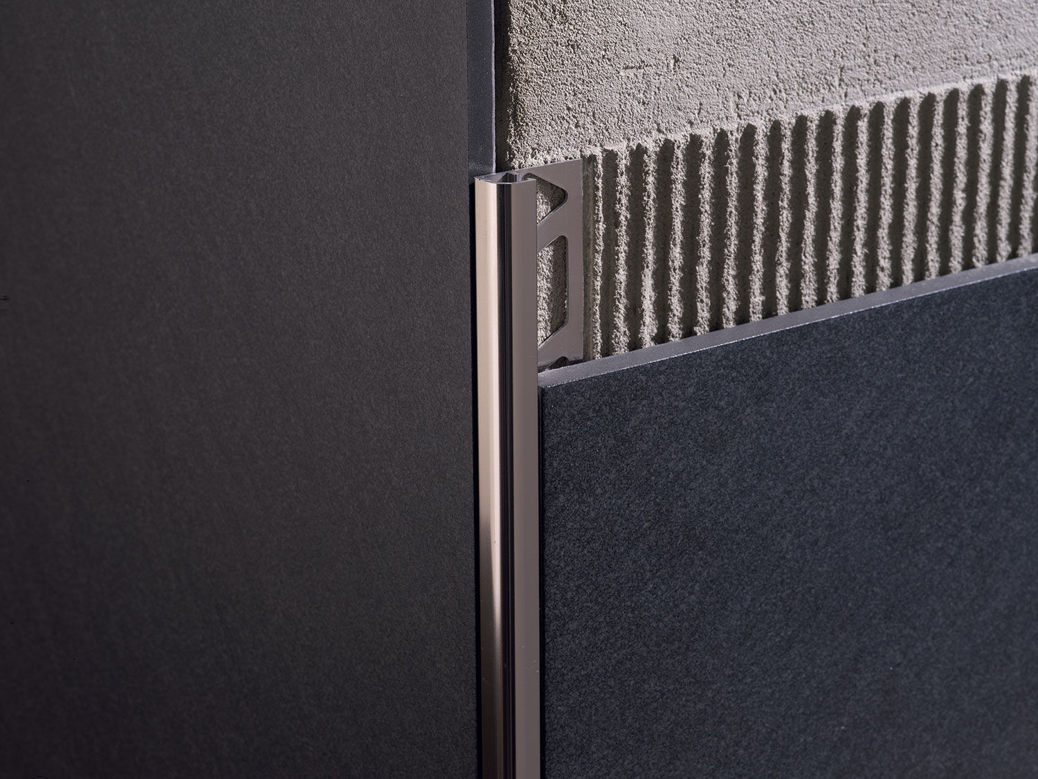 Plastic edge trim ROUNDJOLLY RJ PROFILITEC brass / aluminum