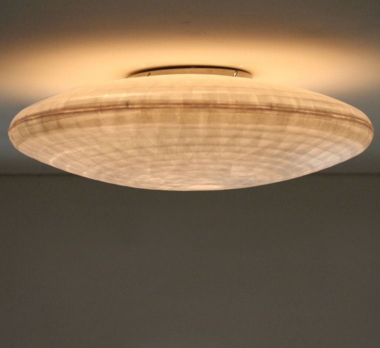 Contemporary Ceiling Light Round Metal Japanese Paper Zen