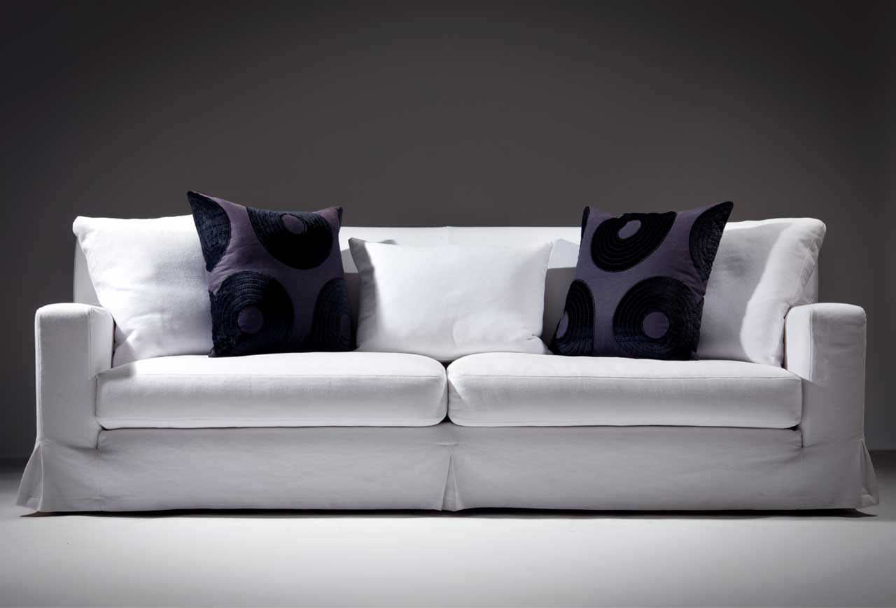 White sofa OXFORD ORIOR BY DESIGN LTD fabric / 3seater