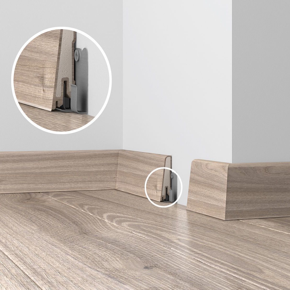 Beige baseboard - USL 60 CLIP - DÖLLKEN Profiles GmbH - silver-colored ...