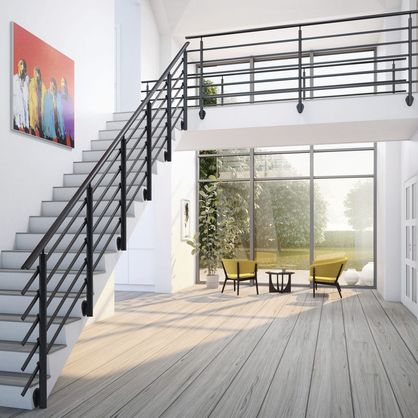 Aluminum railing PURE SOGEM with bars / outdoor / indoor