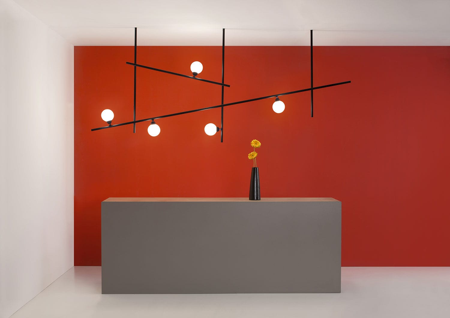 contemporary ceiling light linear aluminum led freeline interior design