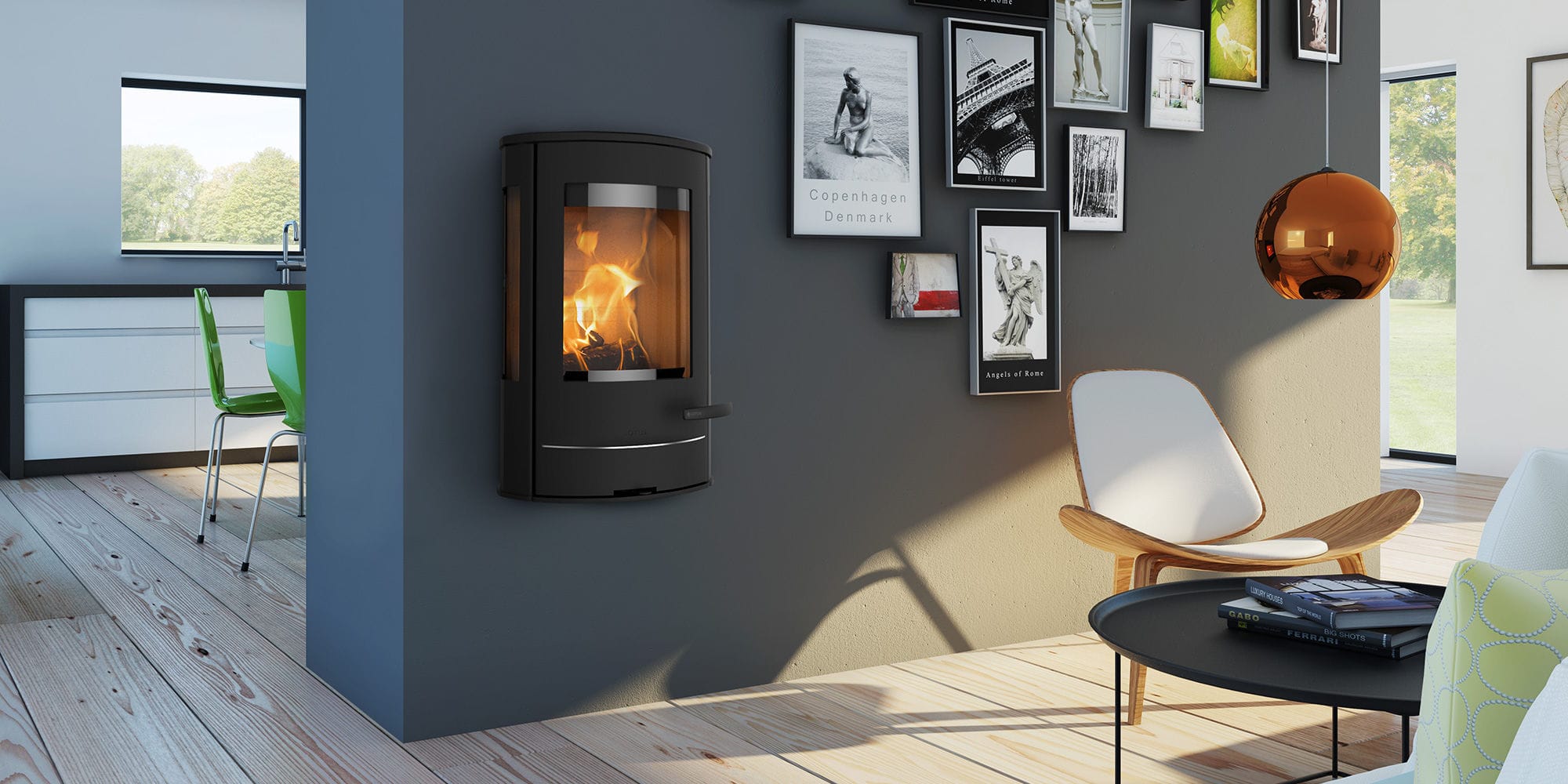 Wood heating stove LIVA 8 G LOTUS Heating Systems A/S wall
