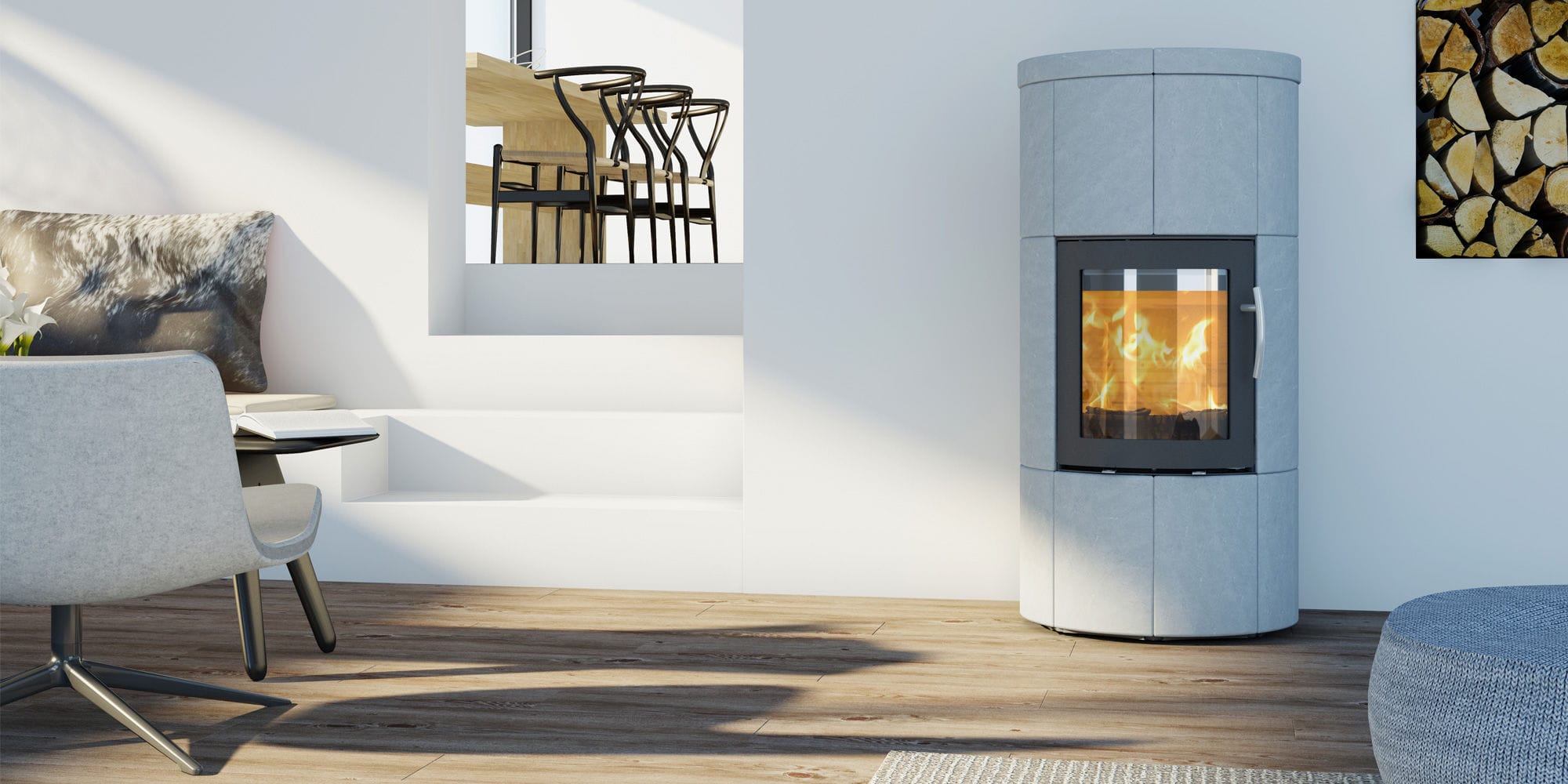 Wood Heating Stove Soapstone Contemporary M2 Lotus Heating