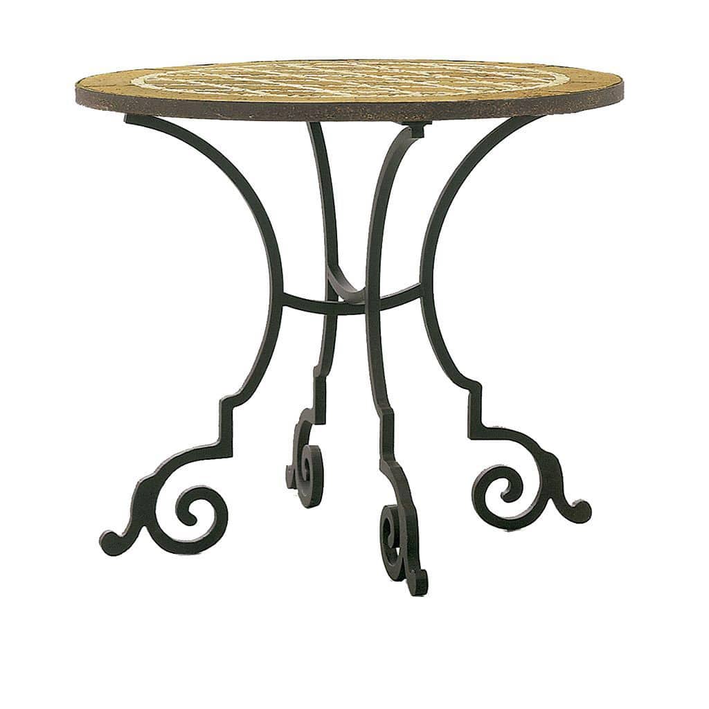 Classic side table H 1124 GUADARTE wooden / wrought iron / round