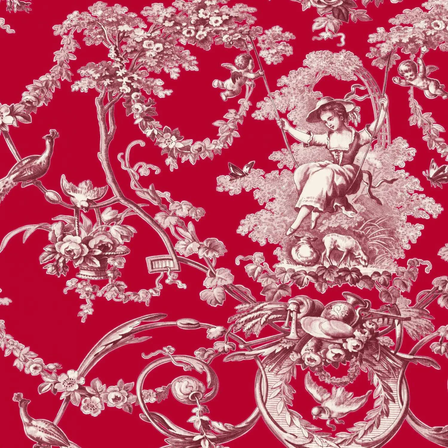 Tissu Toile De Jouy Bouchara Upholstery fabric - LUDIVINE - Olivier Thévenon Selection - patterned /  cotton / washable