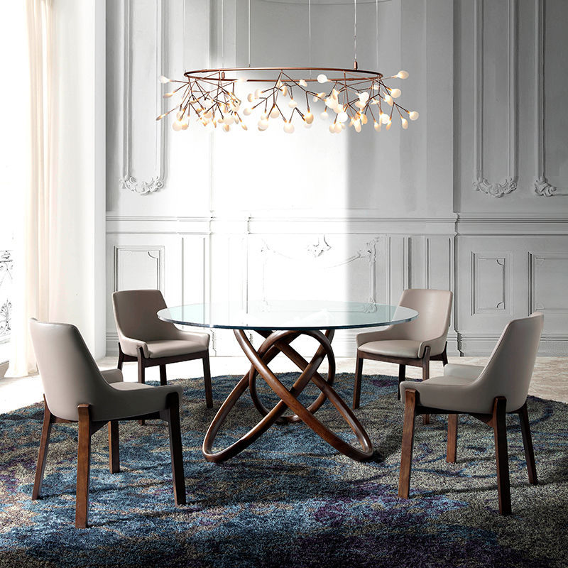 Contemporary Dining Table 1020 Angel Cerdá Tempered Glass Ash Base Round 6538