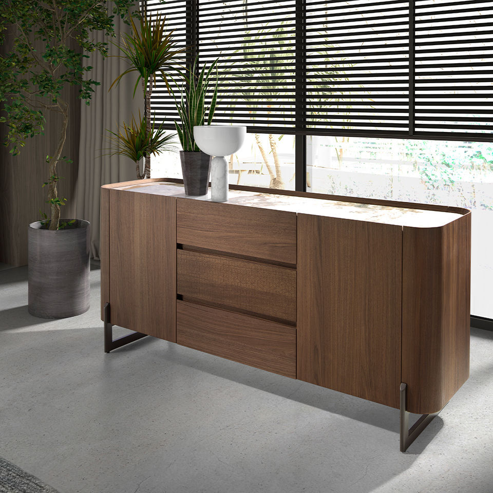 Contemporary sideboard - 3252 - Angel Cerdá - walnut / wood veneer ...