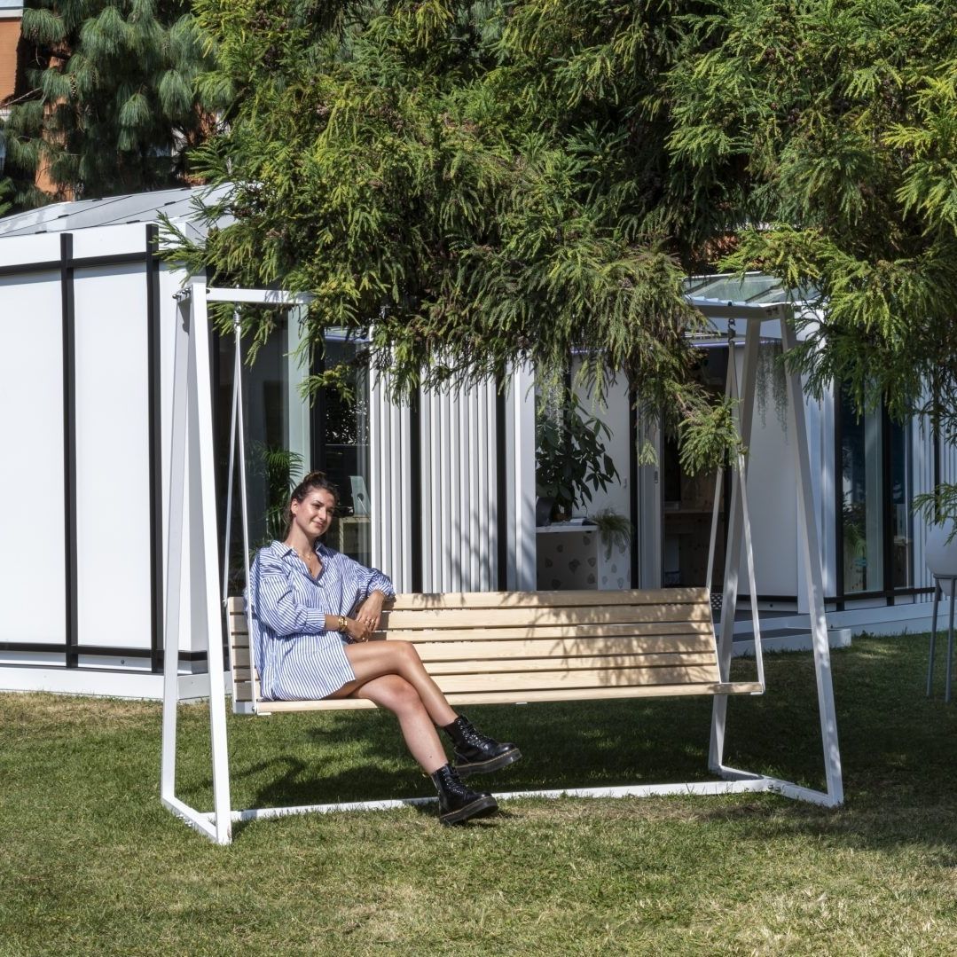 Metal swing seat Swing.H24 URBANTIME wooden / weatherresistant