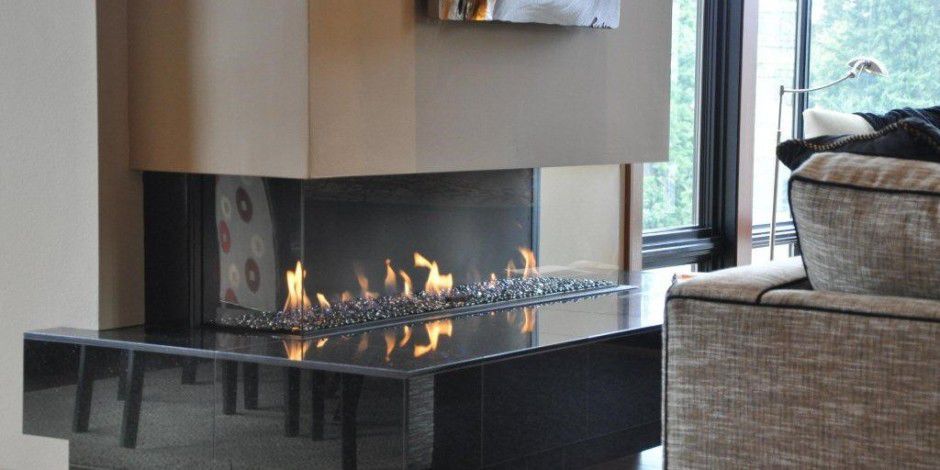 Gas Fireplace Contemporary Closed Hearth 3 Sided Clear 150