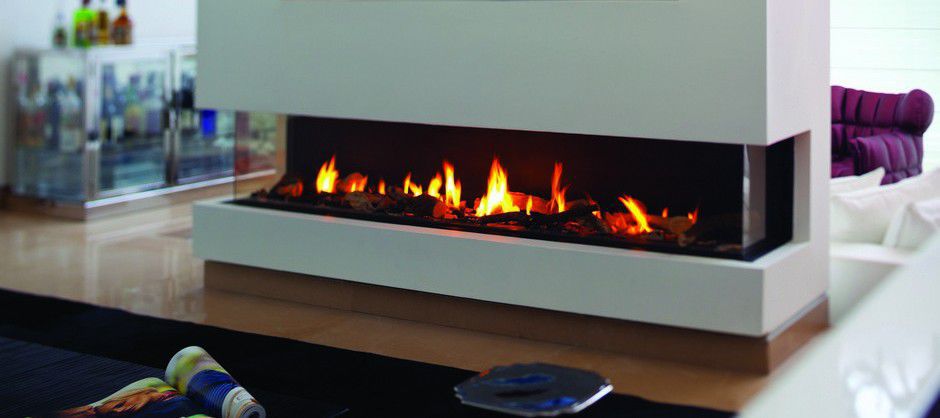 Gas Fireplace Contemporary Closed Hearth 3 Sided Clear 200