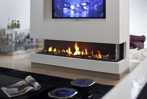 Gas Fireplace Contemporary Closed Hearth 3 Sided Clear 200