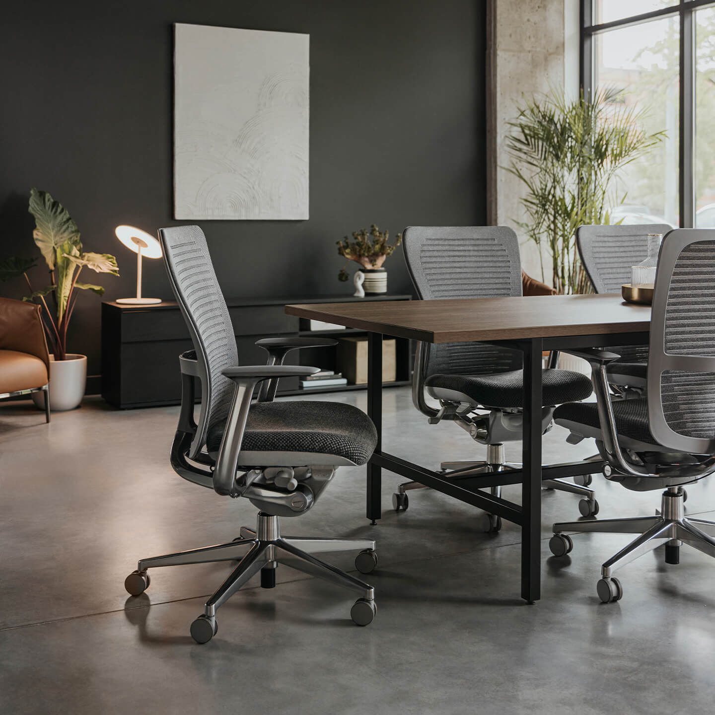 Contemporary office chair ZODY II Haworth fabric / mesh / leather