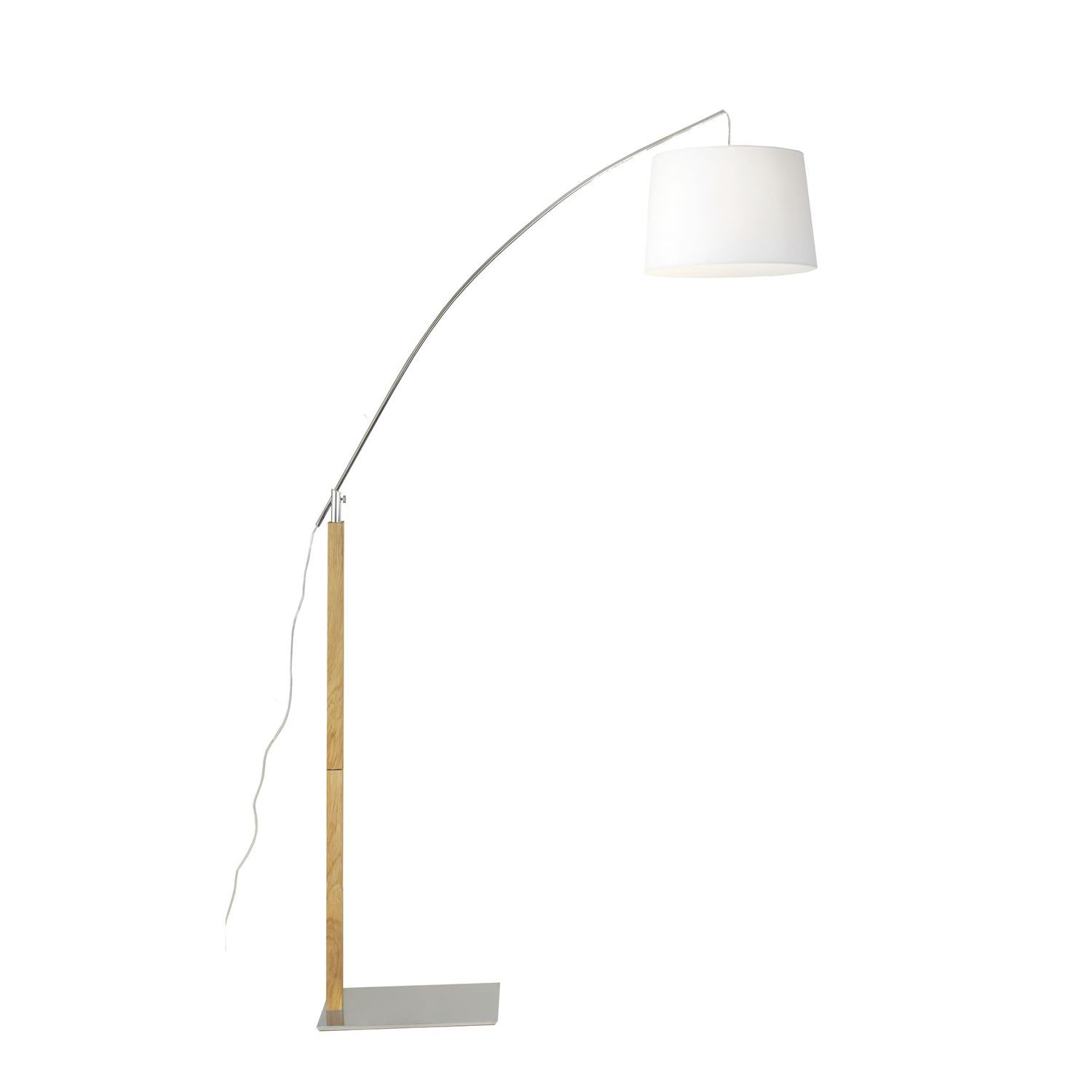 Floor Standing Lamp Rainbow Ls Aluminor Chromed Metal Chrome Steel Fabric Floor Standing Lamp Rainbow Ls, Chrome Curved Arm Floor Lamp