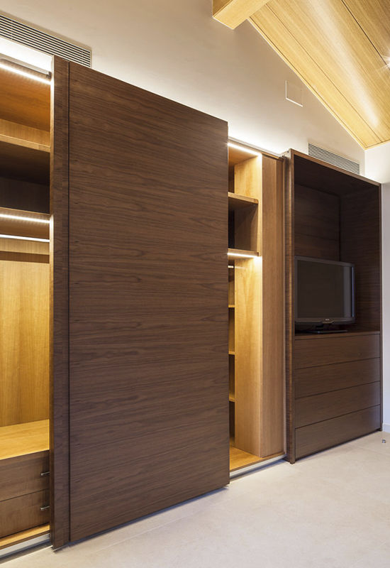 Contemporary Wardrobe Wooden With Sliding Door Front Timber