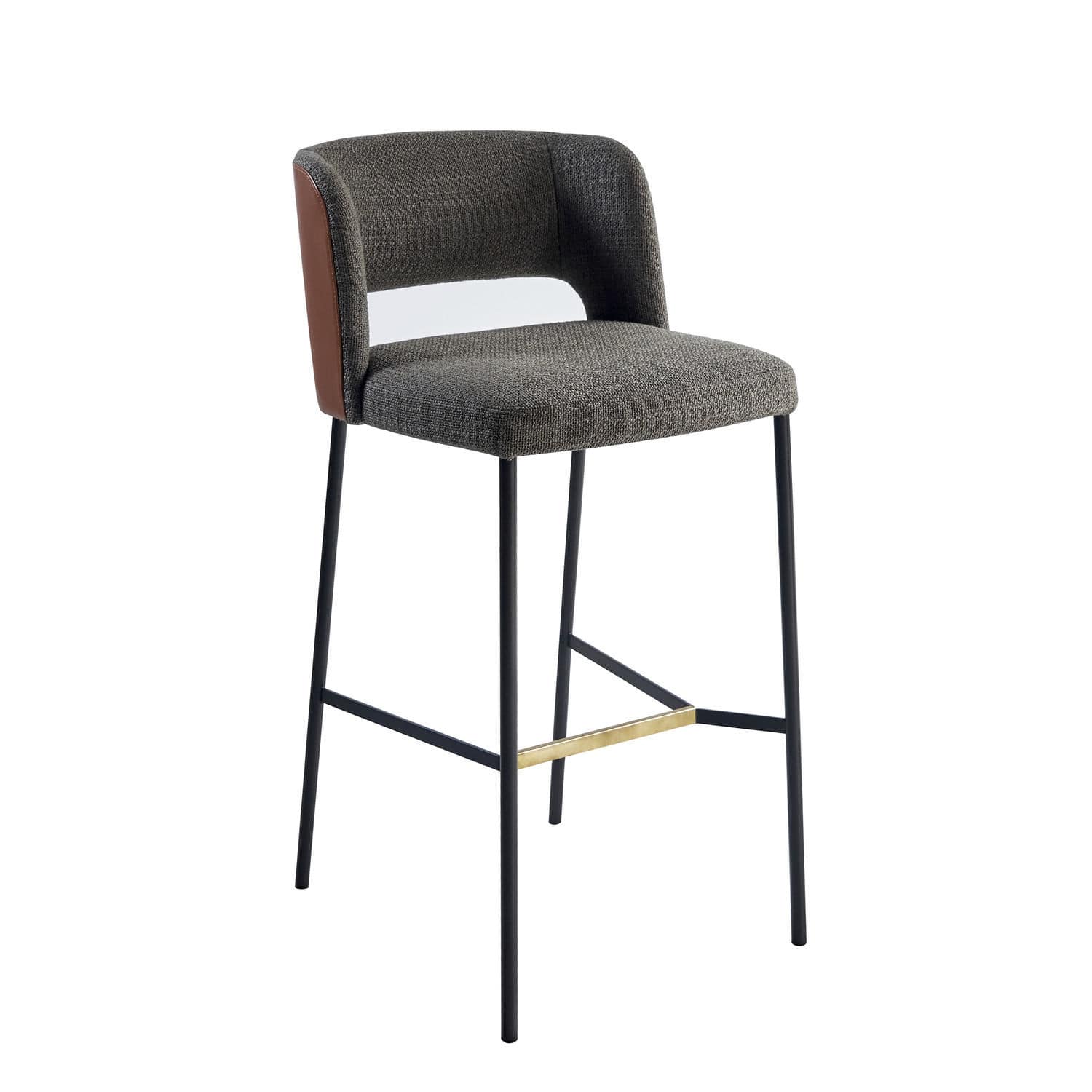 Contemporary bar chair HARRI more fabric / leather / brass