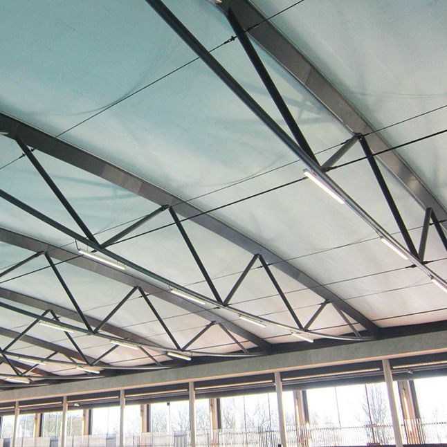 Metal frame tensile structure - HIGH POINT - roof / with PVC membrane ...