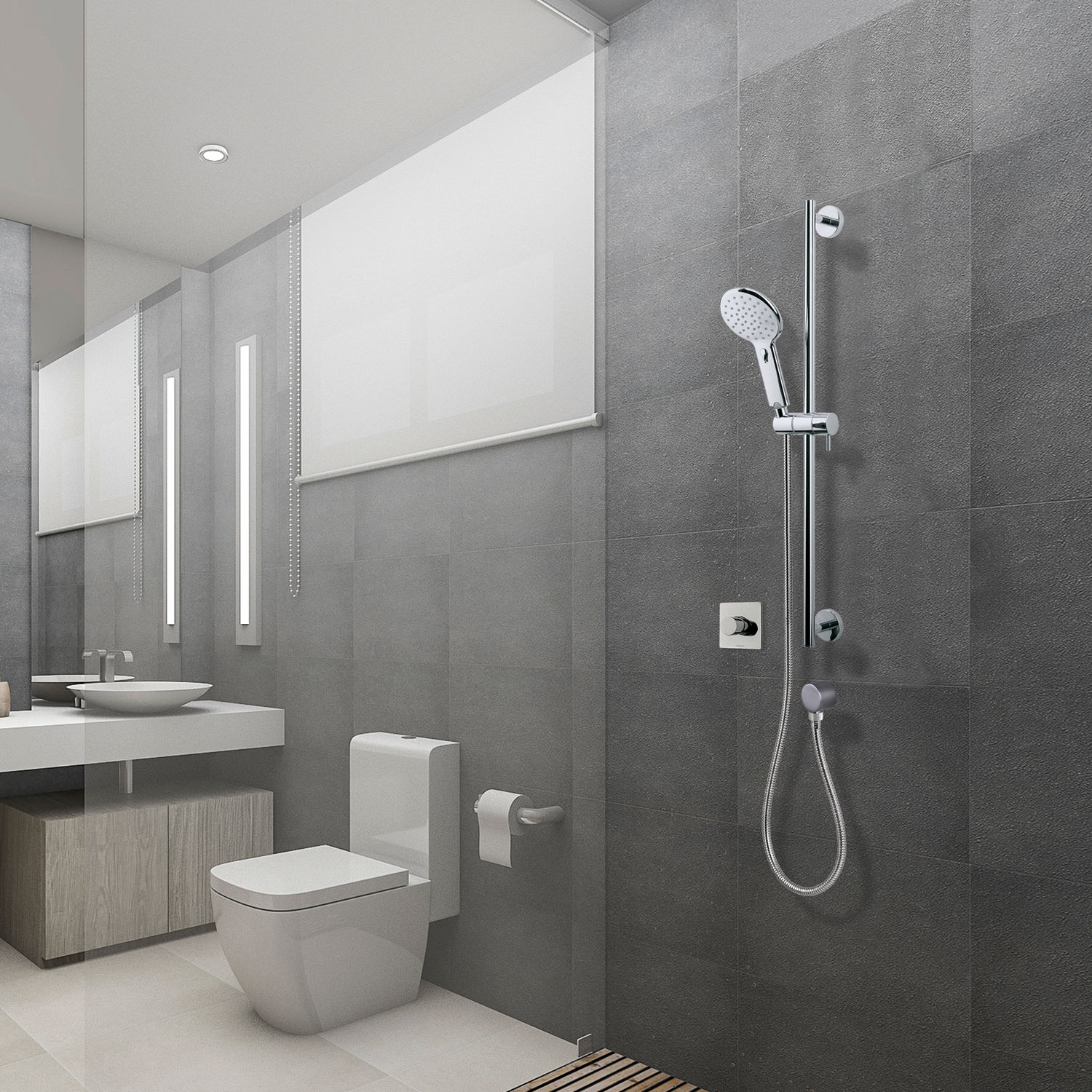 Wallmounted shower set DA7001N BOSSINI contemporary / with hand shower / rain
