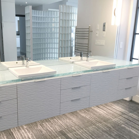 Double vanity top ThinkGlass glass / custom / backlit