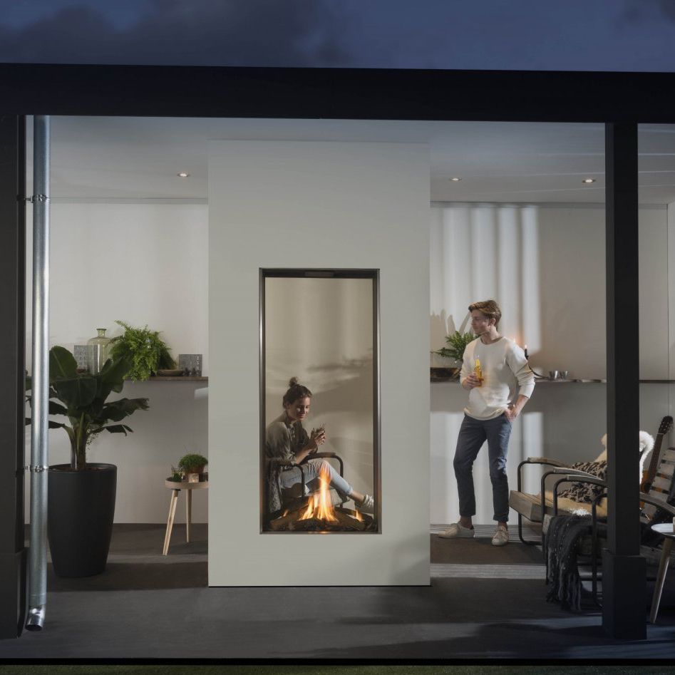 Gas Fireplace Contemporary Closed Hearth Double Sided Sky