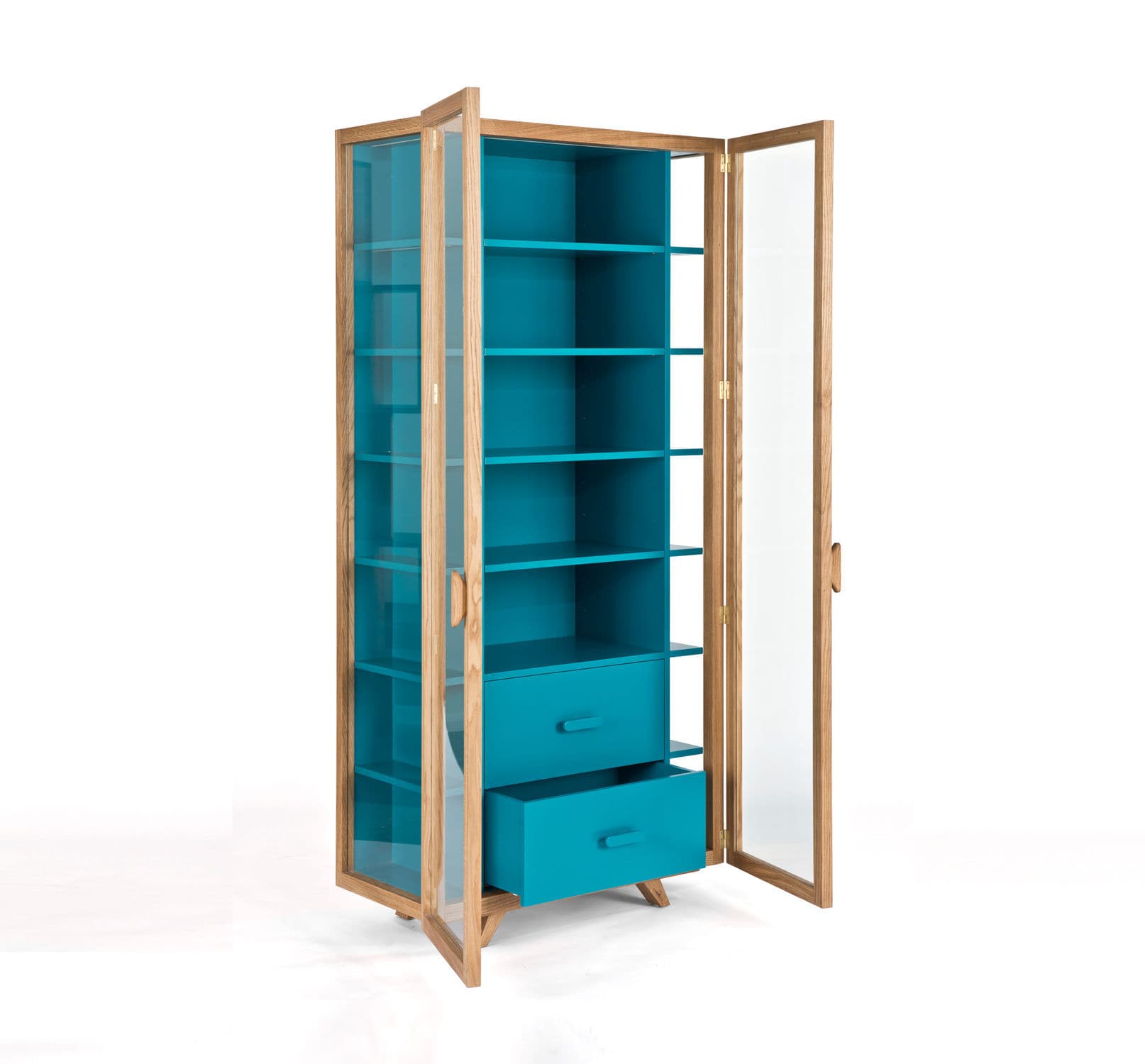 Contemporary Display Case Oak Glass Contract Vitrina By