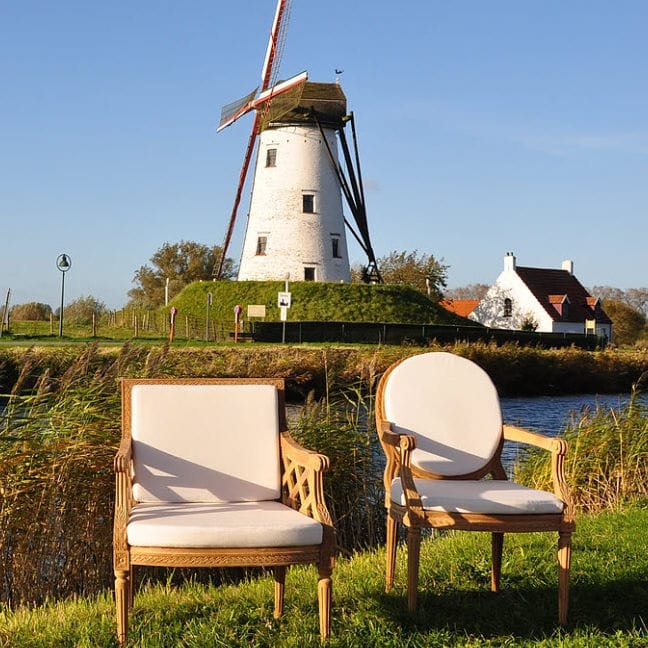 Louis Xvi Armchair Wooden With Removable Cushion Garden