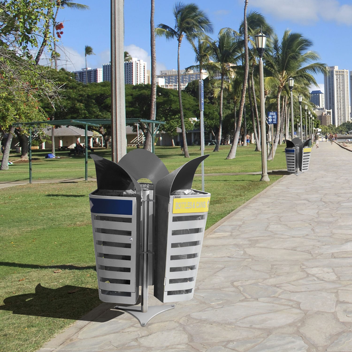 Public trash can - ISLE SYDNEY - CERVIC ENVIRONMENT - galvanized steel ...