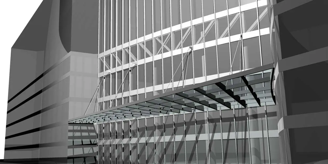 Entrance Canopy Federation Tower Stahlbau Pichler Glass Stainless Steel Commercial