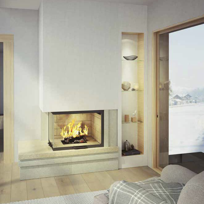 Wood Burning Fireplace Contemporary Closed Hearth Corner