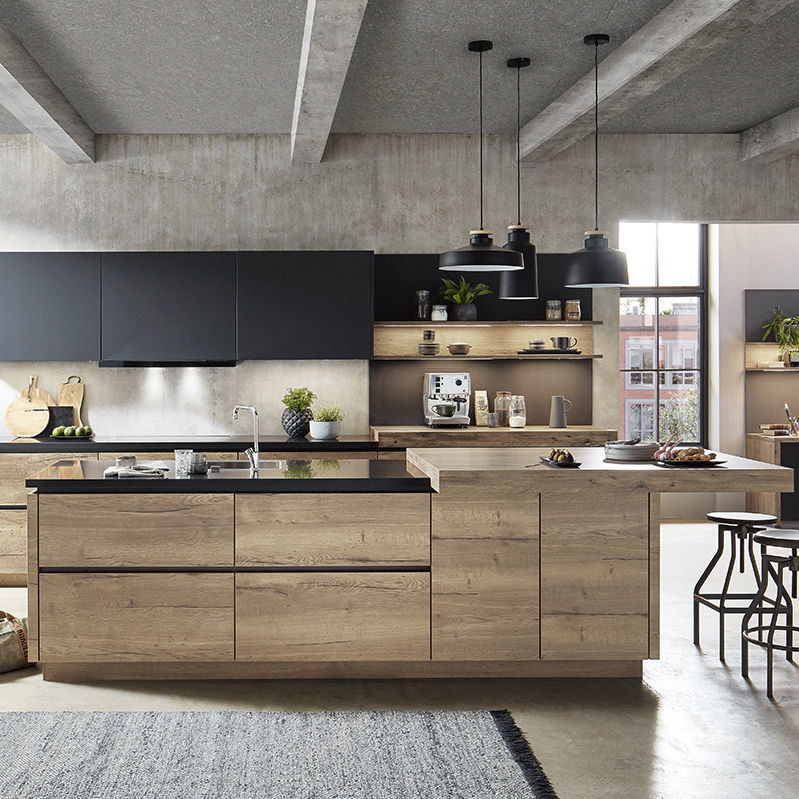 Contemporary kitchen - STRUCTURA 402 - nobilia - wooden / quartz / island