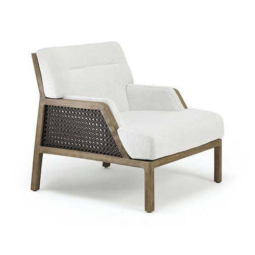 Contemporary armchair GRAND LIFE Ethimo rope / fabric / teak