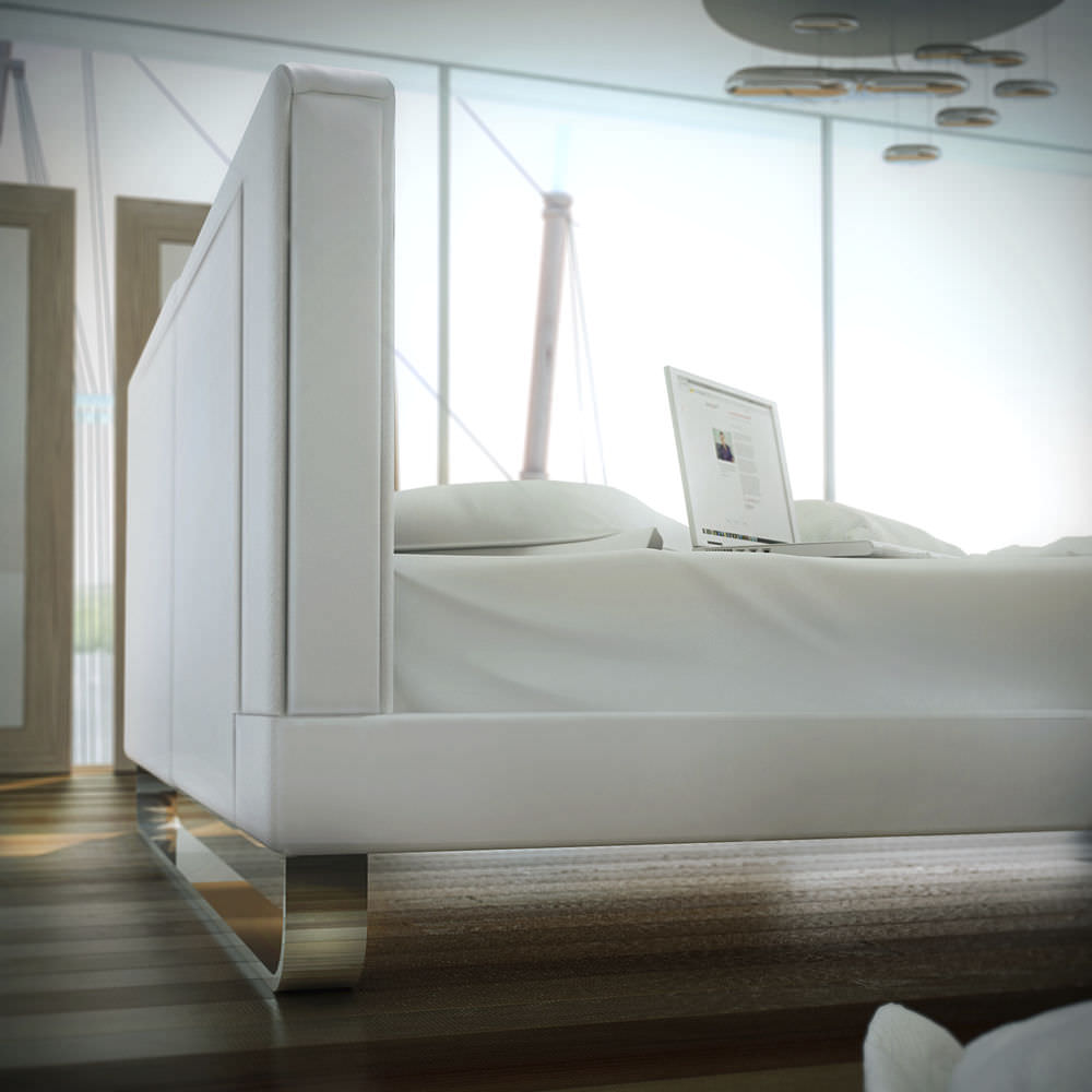 Double Bed Contemporary With Upholstered Headboard Leather Double Bed Contemporary With Upholstered Headboard Leather