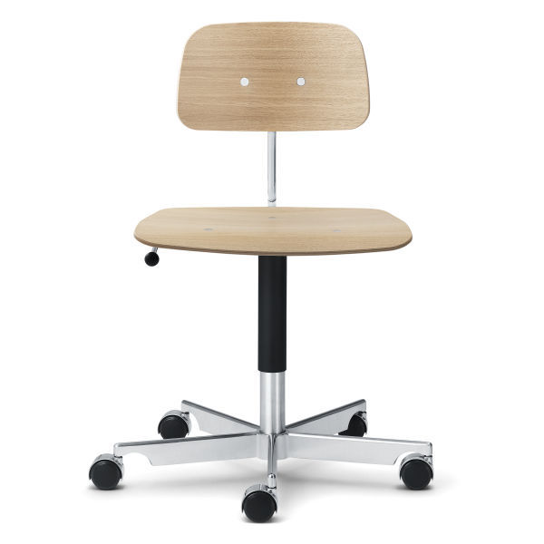 Metal task chair - 2533 - Engelbrechts - leather / wooden / star base
