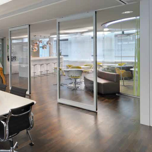 Sliding and stacking partition - PREMIUM - Nuesing - aluminum / glazed ...