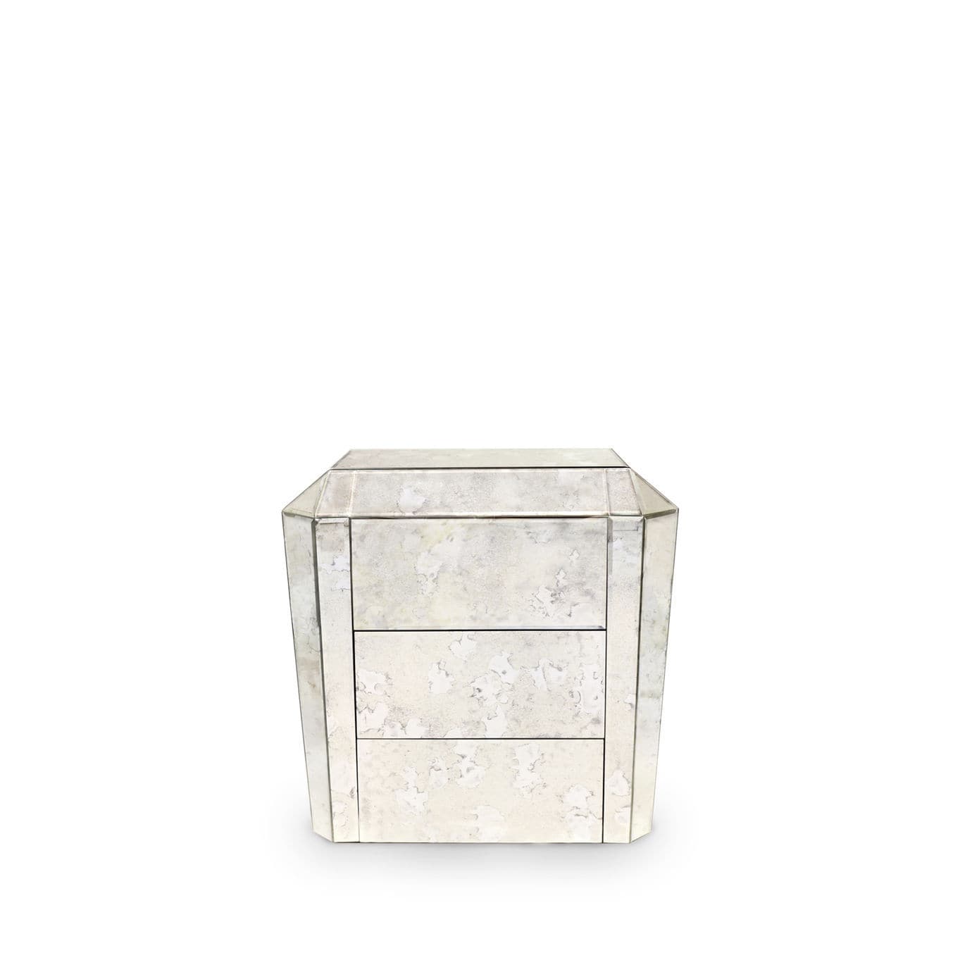 Art Deco Bedside Table Glass Rectangular With Drawer