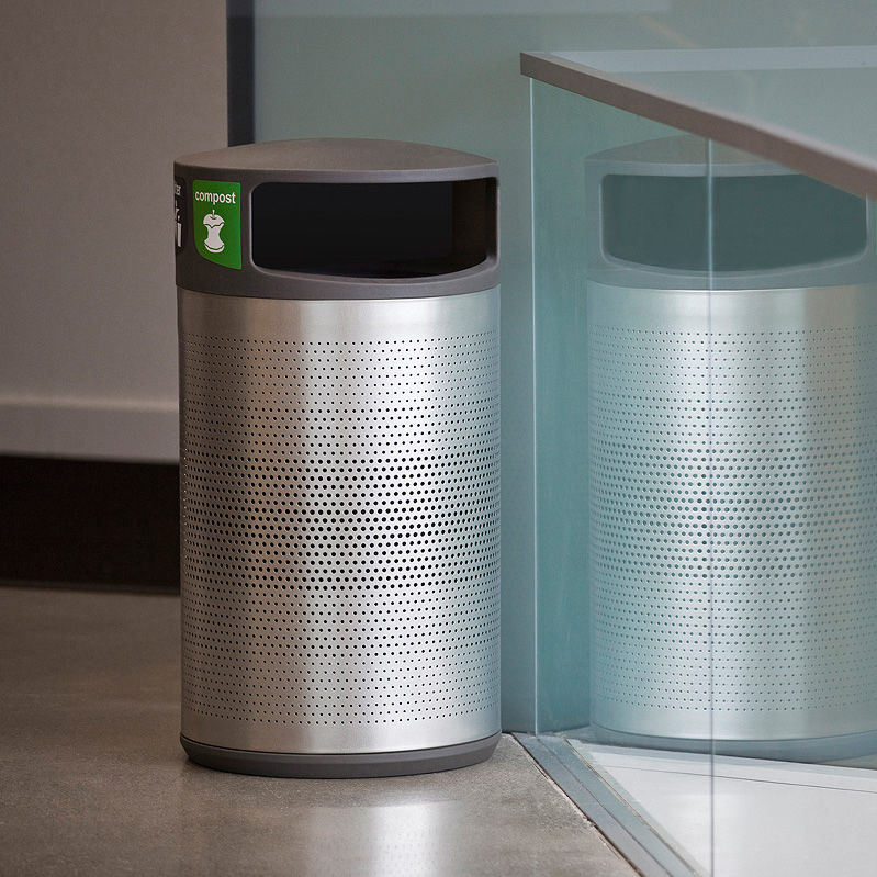 Public trash can UNIVERSAL FORMS+SURFACES stainless steel
