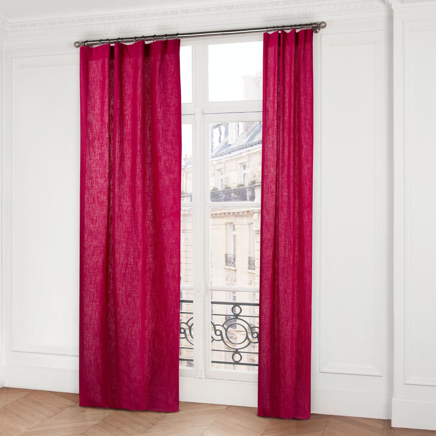 Plain curtain BELLEVUE MADURA eyelet / polyester / linen