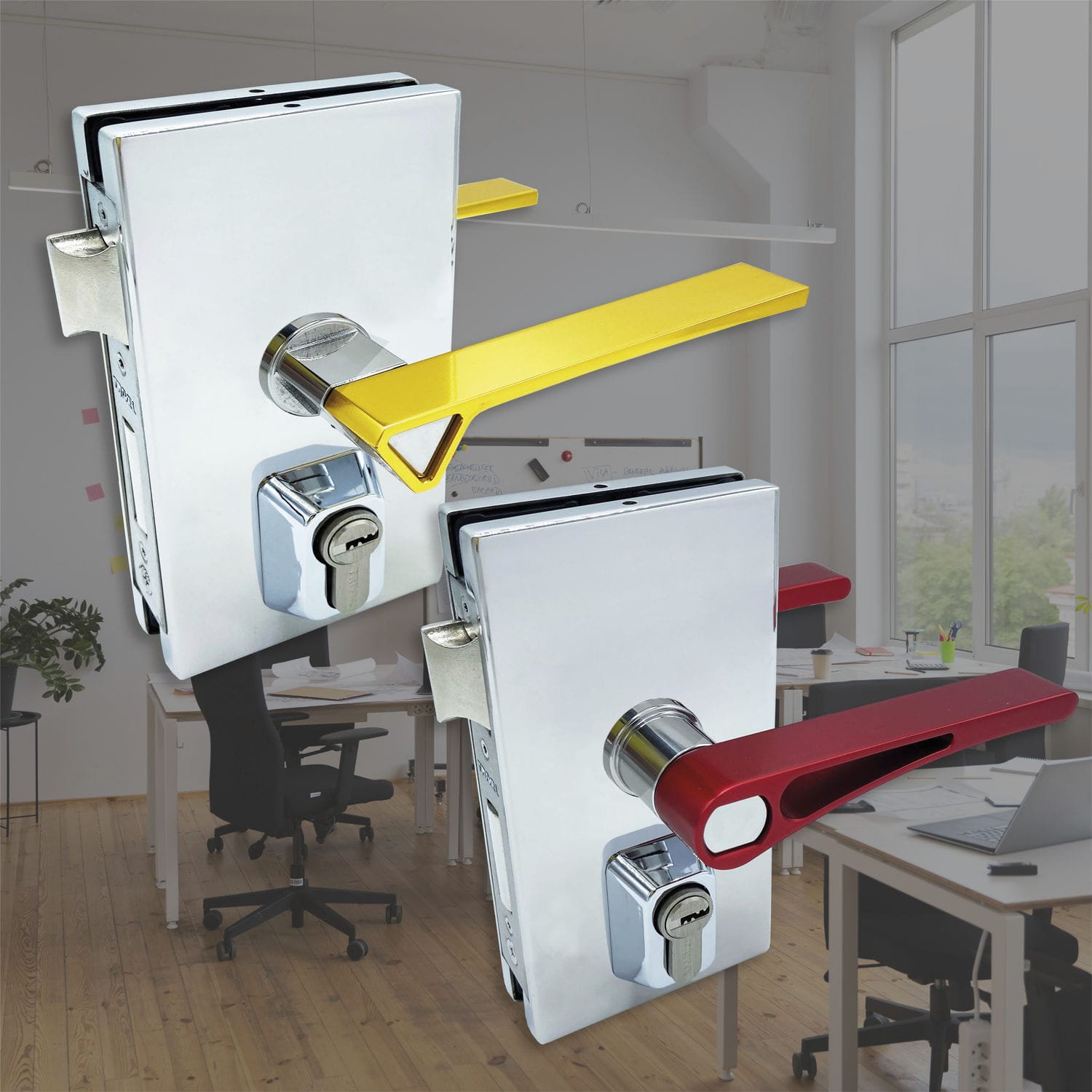 Mechanical lock COSMO & CRONO Trivel glass door / multipoint / home