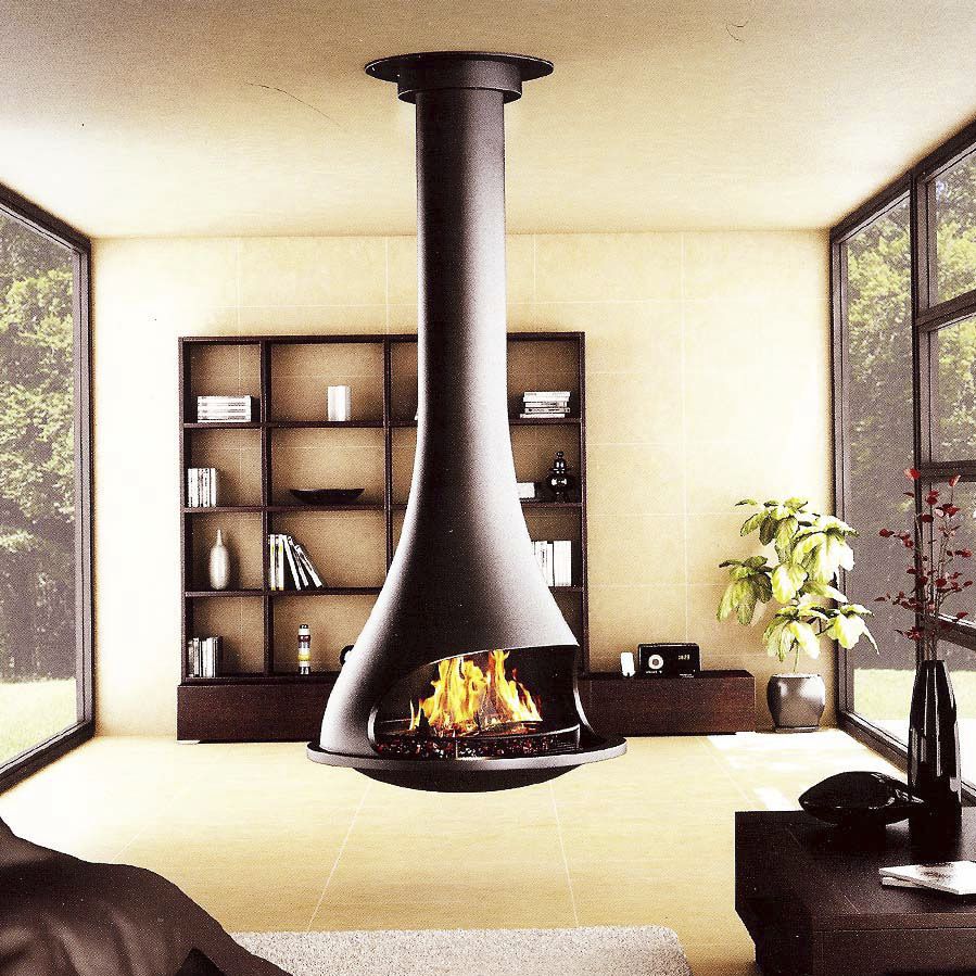 Wood Burning Fireplace Contemporary Open Hearth Central