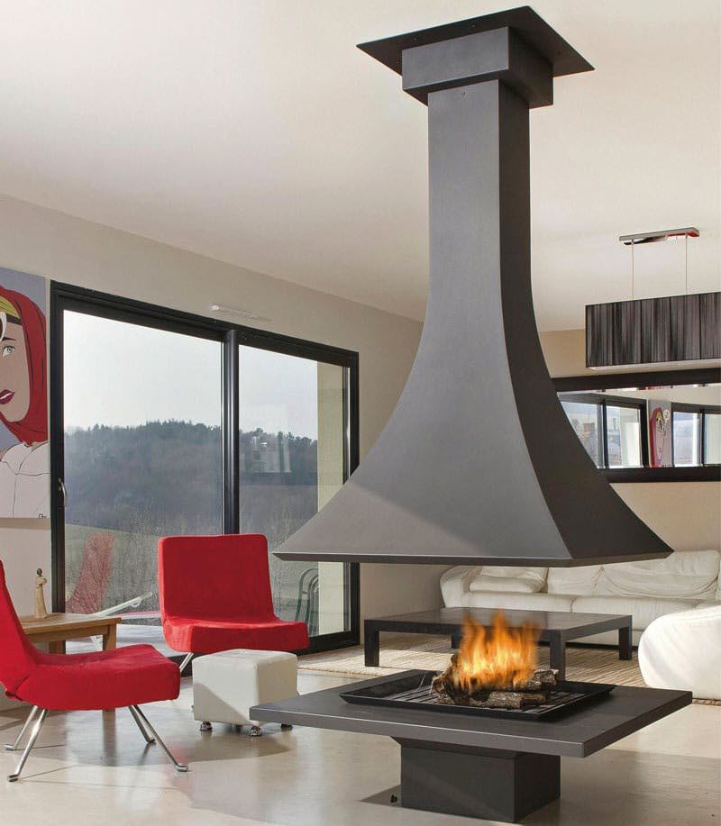 Wood-burning fireplace - JULIETTA 985 - JC BORDELET - floor