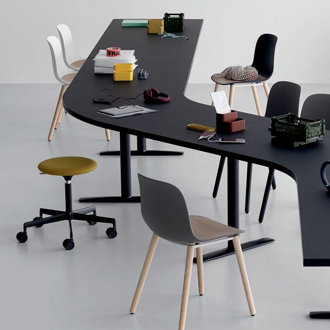 Contemporary task stool - LAB - Lapalma - fabric / leather / cast ...