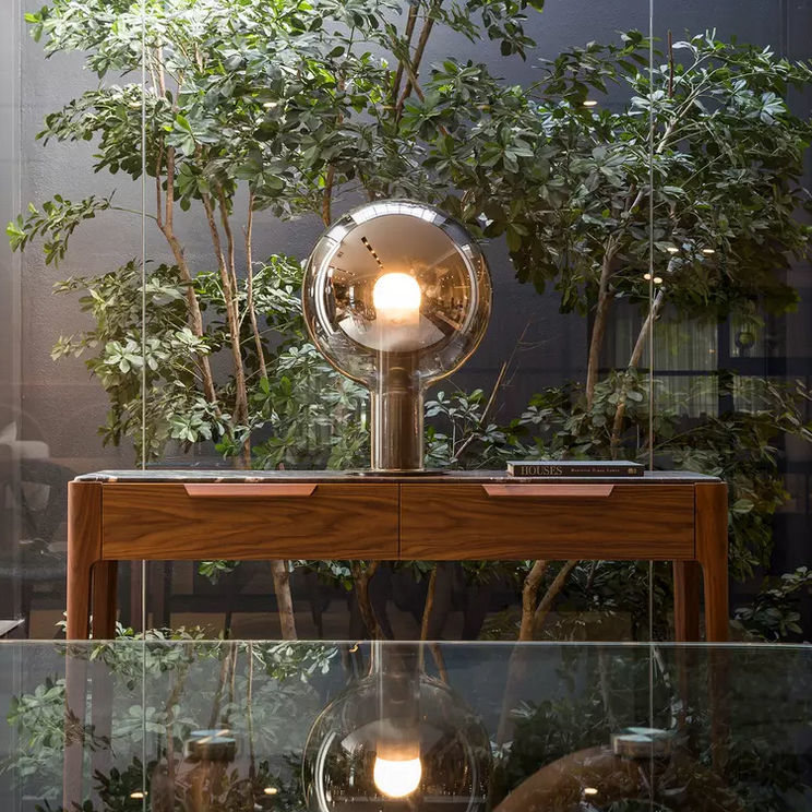 Table lamp - Soffione - ALBUM - desk / steel / blown glass