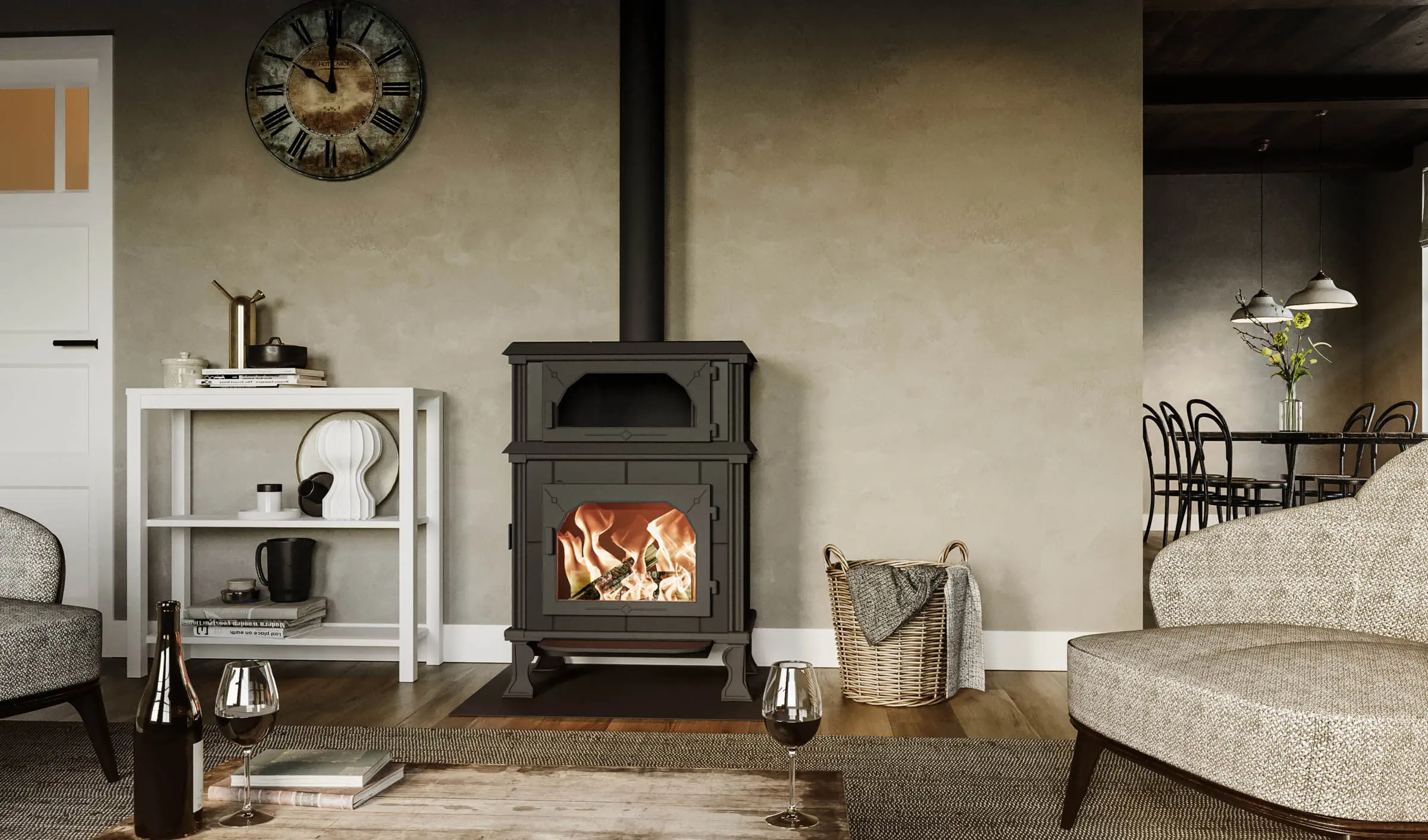 Wood heating stove - Vision Cook - Altech - 0 - 5 kW / 13 kW / floor-mounted